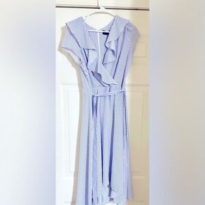 Elegant Blue Striped Midi Dress